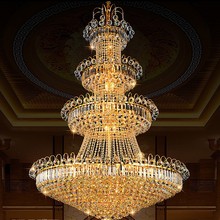 特价金色复式楼大厅客厅水晶大吊灯高档别墅酒店大厅水晶吊灯