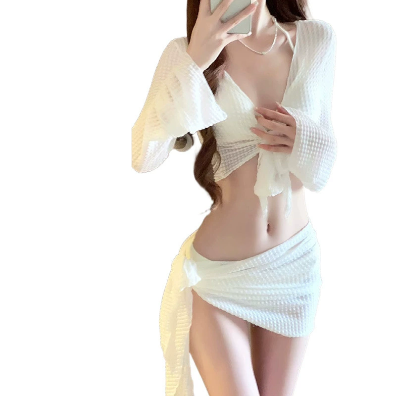 Swimwear, white set, 4 piece set, high-quality style
