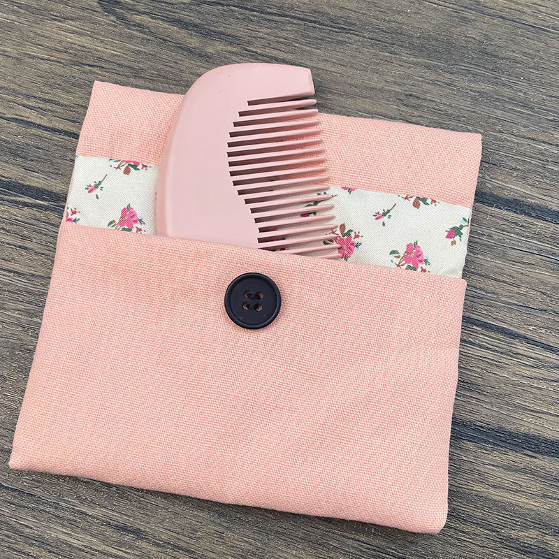 G family small bag comb printed LOGO set peach wood comb beige color pink beauty comb linen small floral bag with