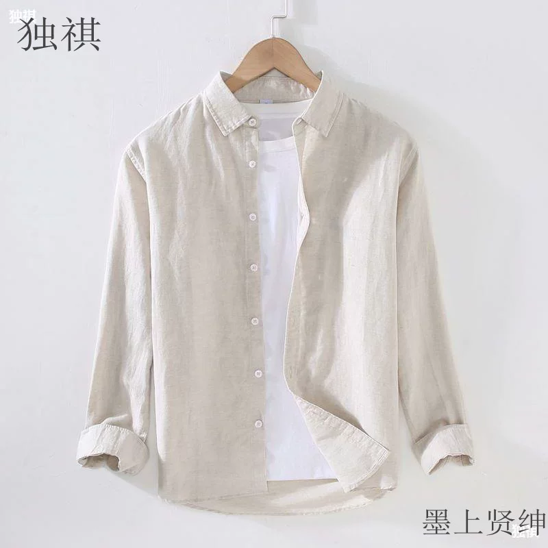 Thin universal comfortable breathable summer shirt, cotton and linen