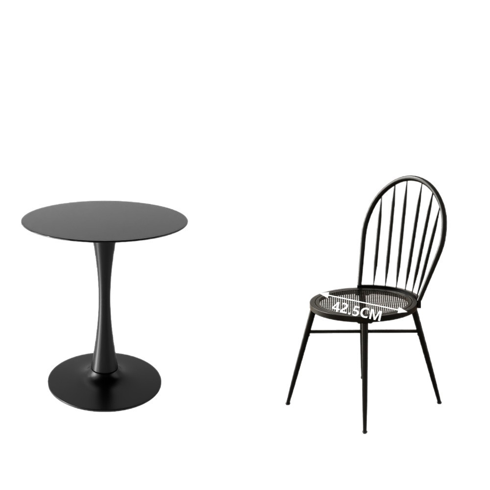 Trendy balcony table for small spaces, light luxury tempered glass round table, suitable for milk tea shops, office reception and meeting table and chair set 5