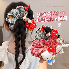 【卡通玩偶】儿童可爱格子大肠圈发饰2025新款女童扎发头绳发绳头