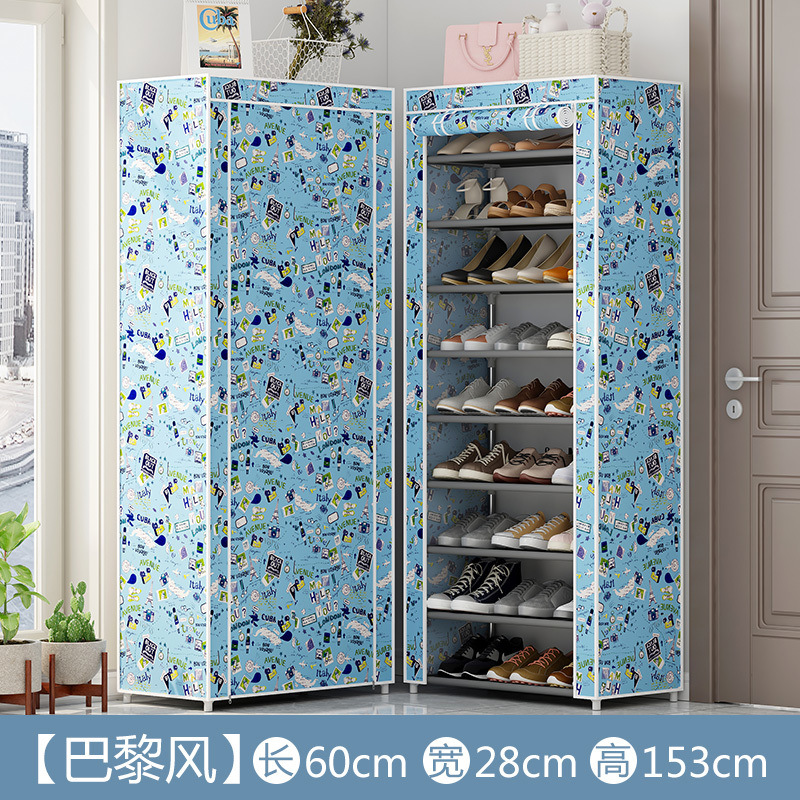 Estante de zapatos de tela de Oxford simple multicapa estante de almacenamiento multifuncional a prueba de polvo en la puerta del dormitorio estudiantil