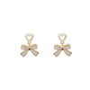 Design silver needle, brand earrings from pearl with bow, silver 925 sample