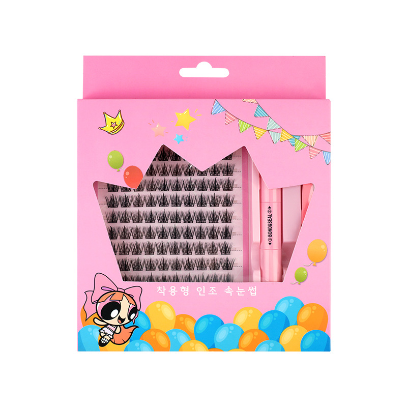 Diseño de pestañas falsas transfronterizas R & D venta caliente set de pestañas falsas cluster factory lashes mayorista personalizado
