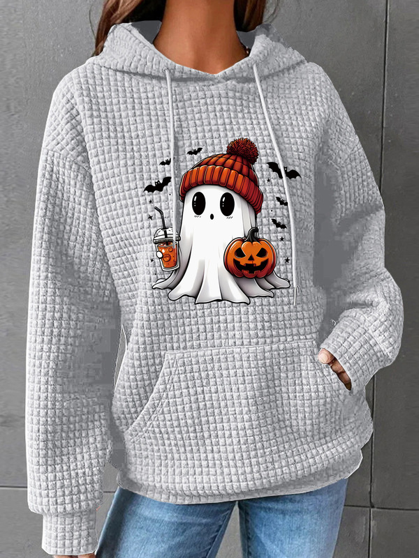 外国貿易秋冬レディース新作ワッフルフード付き長袖ハロウィンプリントスウェットシャツ、ゆったりとしたヨーロッパとアメリカのクロスボーダーサイズ|undefined