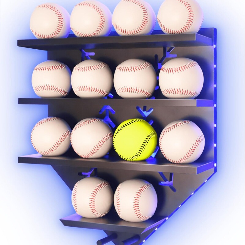 Wooden baseball storage rack with LED light with display rack baseball collection display rack wall storage rack wall rack