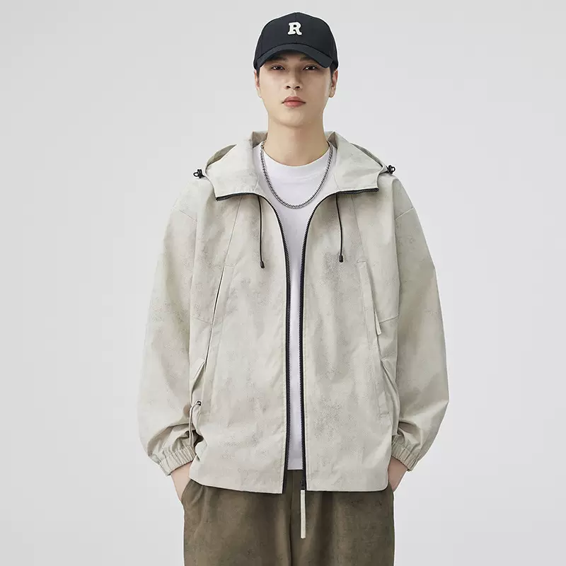 户外休闲单冲外套宽松防风夹克男款百搭风衣冲锋衣时尚夹克外套