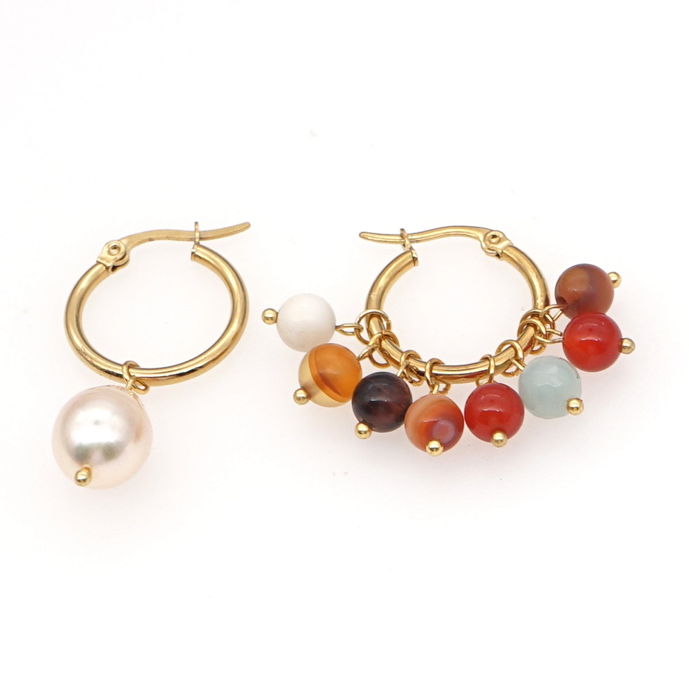 Retro color agate natural pearl earringspicture6