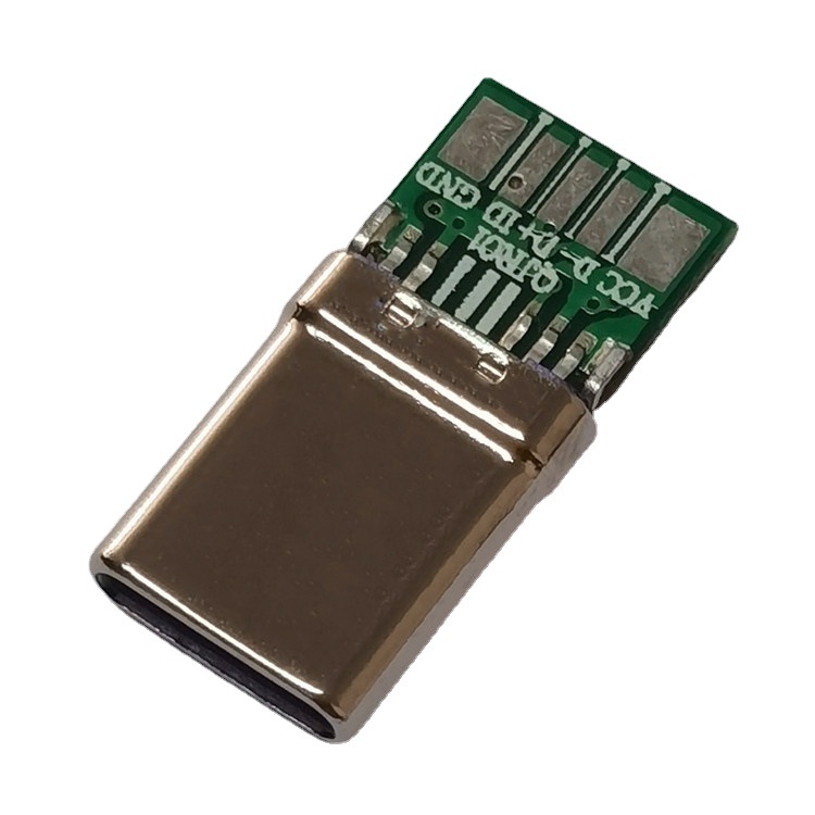 手机全兼容带芯片IC快充款TYPE-C拉伸公头USB3.1超级充电显示端子