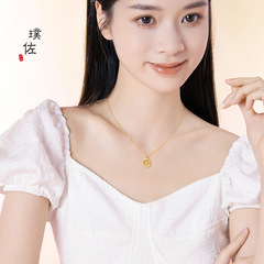 金店同款沙金鈴蘭花環吊墜女蝴蝶結設計掛墜diy配件項鍊送女友