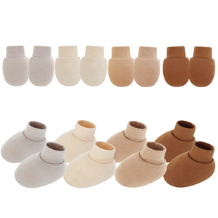 Amazon Newborn Baby Anti-scratch Gloves Baby Solid Color Gloves Foot Cover Socks Indoor Single Layer Small Socks Cross Border