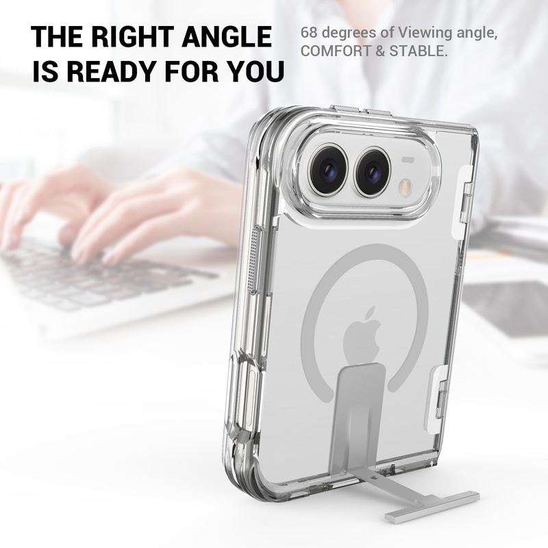Suitable for iPhone Duo Transparent Magnetic Phone Case with Pull-Out Stand, Apple 82% off Foldable Screen Integrated Center Axis Protection