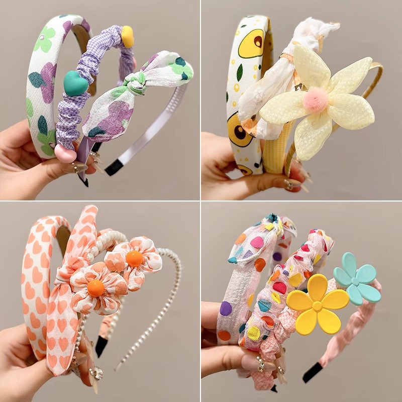 Flores de dibujos animados para niños correa de cabello de verano niñas prensas de cabello paquete encantador extranjero correa de cabello antideslizante niñas toque de cabello