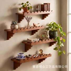木制墙壁装饰置物架家用客厅杂物整理架实木波浪形隔板架