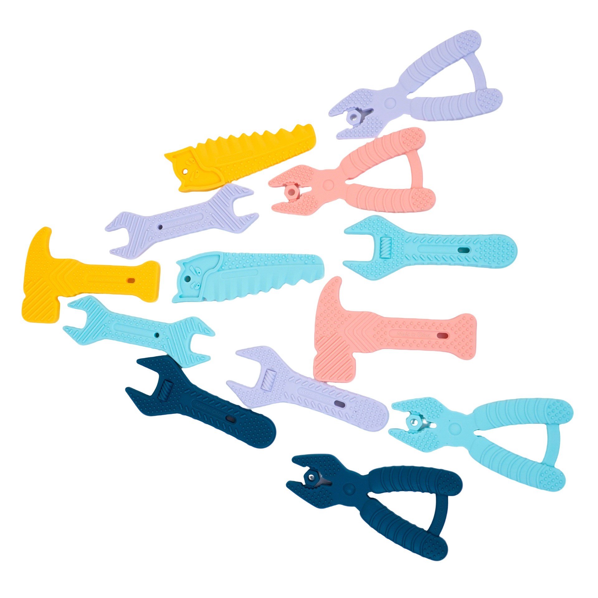 Martillo transfronterizo llave de goma de dibujos animados juego de juguetes para bebés pegamento anti-comer mano de silicona palillo molar