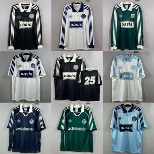 Oasis Band 30th Anniversary Short-Sleeve and Long-Sleeve Jackets, Casual Soccer Uniforms, Suitable for Men and Women, High-Quality Jerseys with Numbers