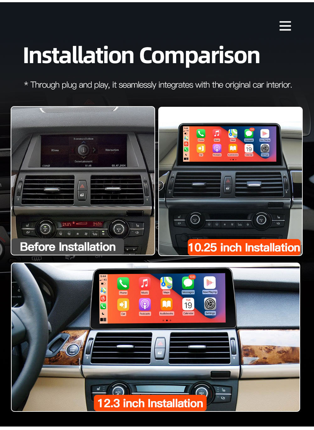Car-Mounted Central Control Large-Screen Navigation System Suitable for Bmw X5 E70 X6 E71 Wireless Carplay Player