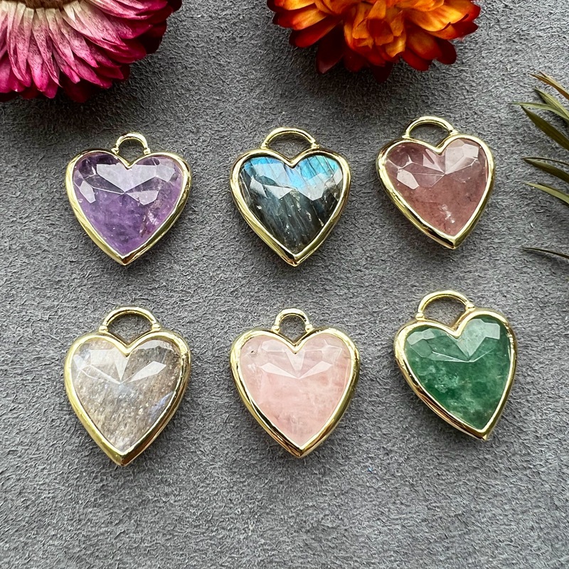 Novelty Heart Shape Natural Stone Wholesale Charms display picture 1