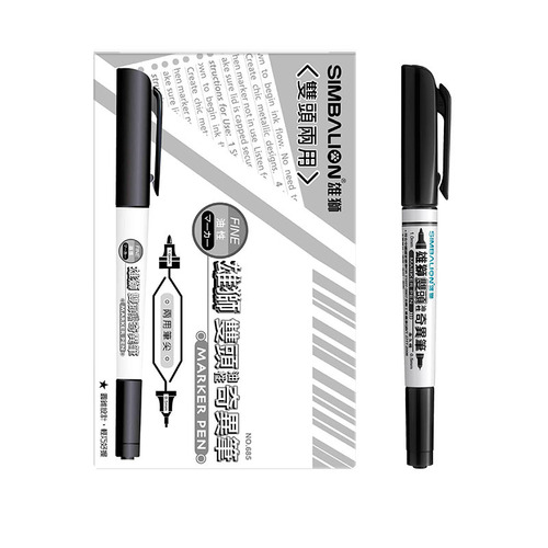 Lion 685 small double-head oil-based hook pen strange note marker color marker pen oil-based pen red blue black