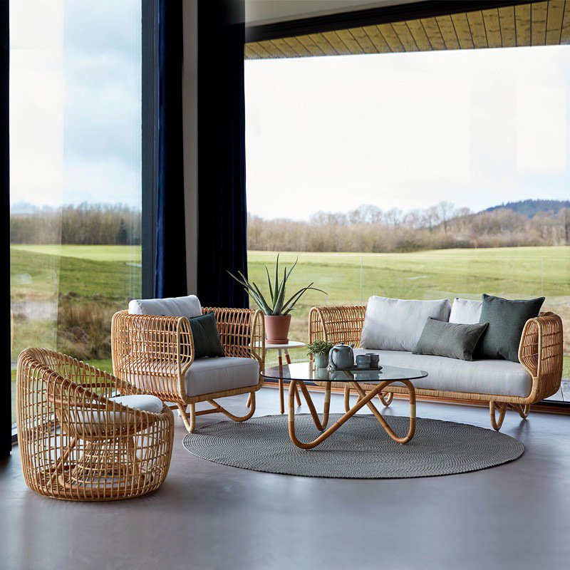 Outdoor Sofa Bird Nest Balcony Furniture Villa Courtyard Leisure Wicker Chair Double Woven Sofa Tea Table Set Waterproof