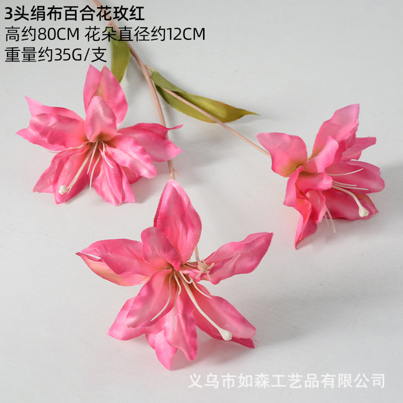 Seda lirio rosa rojo