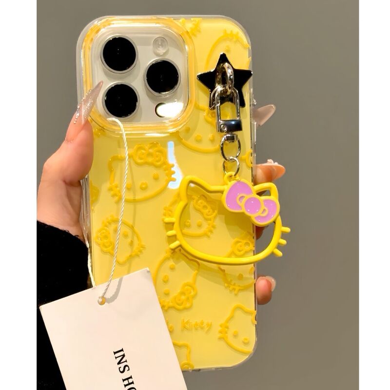 Line Kt Cat Design Phone Case Suitable for Apple 16 Pro Max, New Models for 15 Pro, 14, Women's Models for 13/12/17/Xr/Xs Max