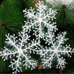 Plastic Brushed Snowflake Christmas Tree Decoration Holiday Accessories Christmas Decoration Snowflake 3 Pieces Wholesale