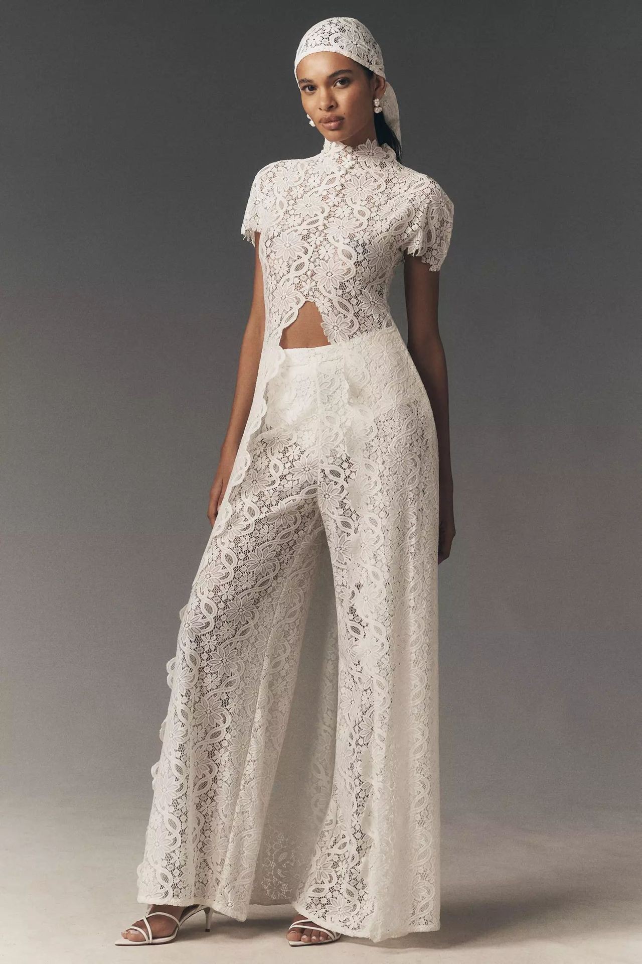 Independent Website European American Women's Clothing Lace Solid Color Dress With Hollow Out Round Neck,_ecoleips.com