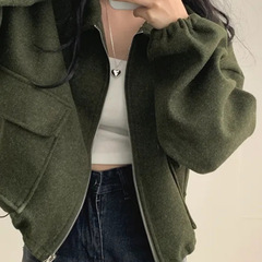 美式复古炸街短款外套女春秋新款宽松显瘦感别致夹克上衣