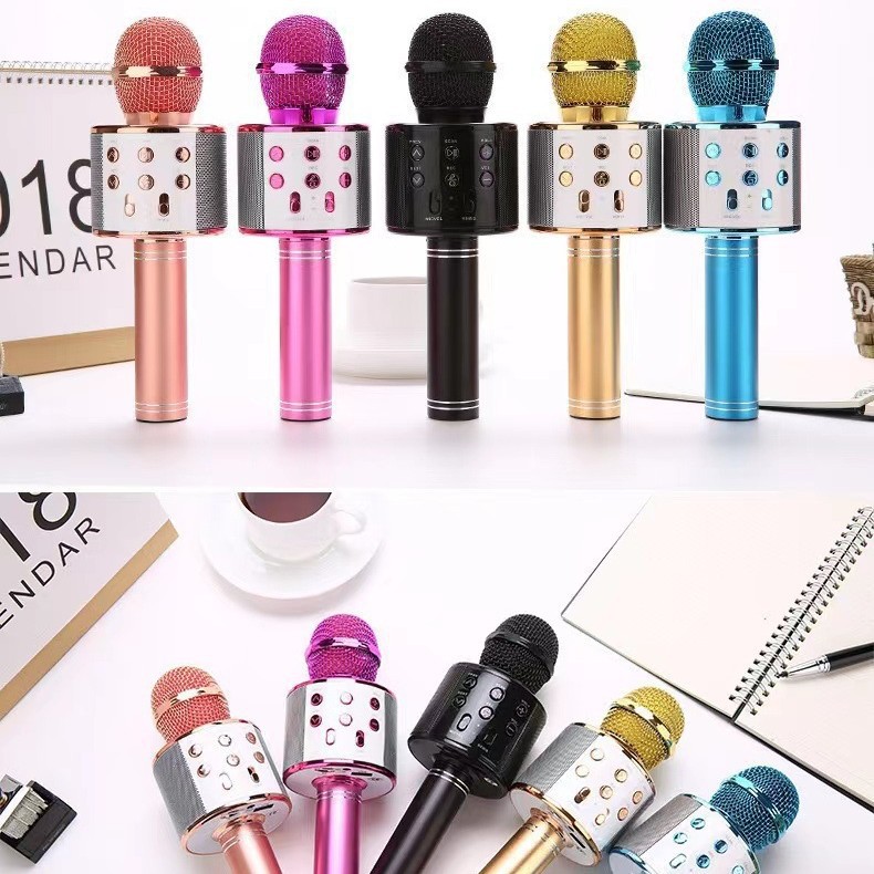 Microphone and Speaker Integrated Microphone for Mobile Karaoke, with Built-In Sound, Wireless Bluetooth for Home Tv