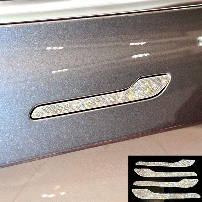 Cross-border exclusive for Tesla Tesla Model 3 door sticker door handle modification diamond decoration sticker
