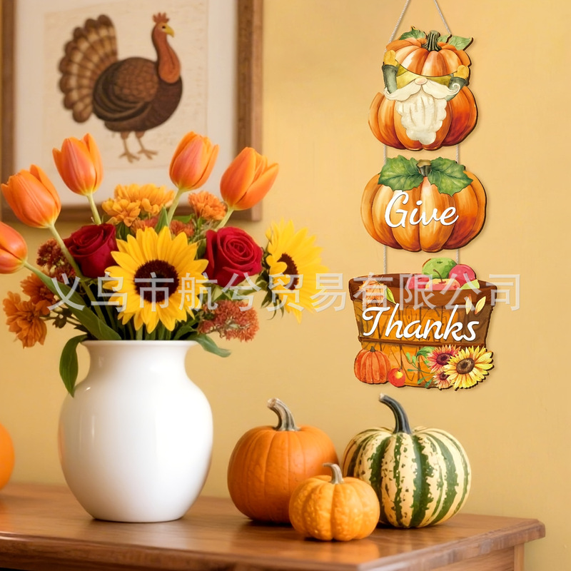 Cross-Border Autumn Thanksgiving Pumpkin Front Door Decoration Sign with Autumn-Themed Vintage Pumpkin and Autumn Leaf Hangings Cross-Border Autumn Thanksgiving Pumpkin Front Door Decoration Sign with Autumn-Themed Vintage Pumpkin and Autumn Leaf Hangings