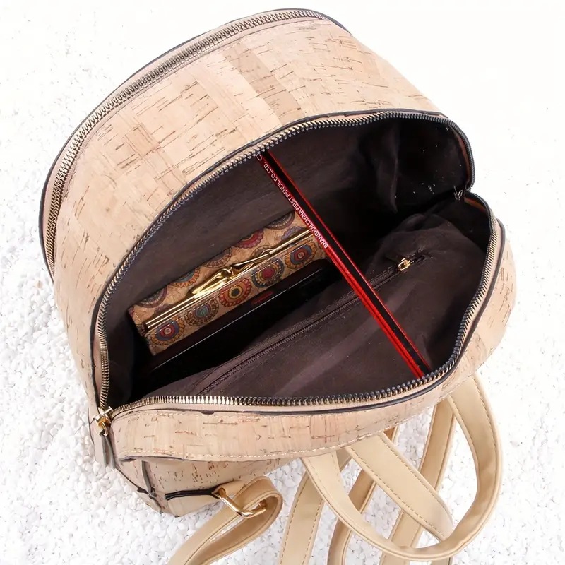 2024 New Woodgrain Environmental Protection Print Art Foldable Storage Zipper Backpack_voghion.com
