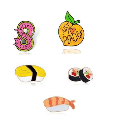AliExpress Wish New Products Personalized Yellow Peach Salmon Sushi Donut Clothes Badges Clothing Accessories