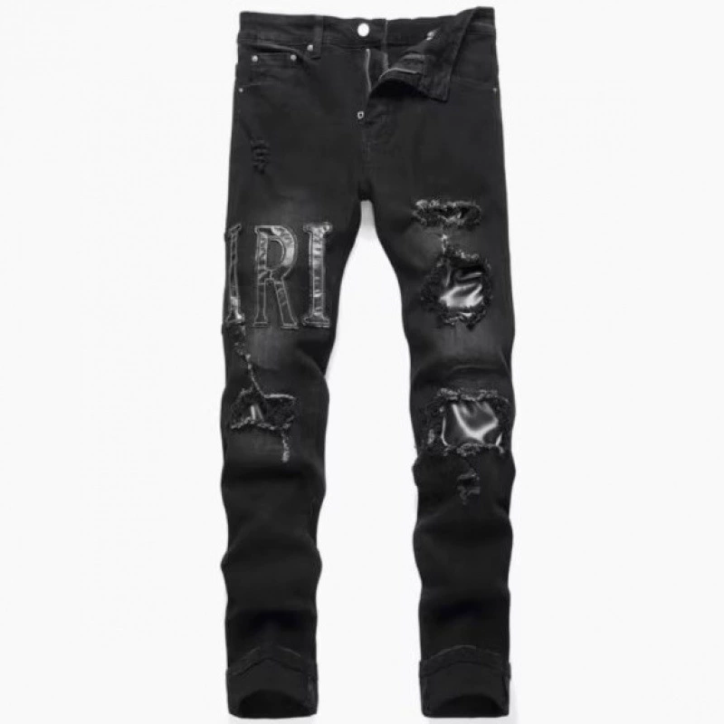 Джинсы, эластичные брюки, корейский стиль, с вышивкой, slim fit