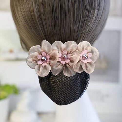 Hairdresser female professional Korean jewelry nurse stewardess bank detachable hairnet mesh bag hairpin back of head headwear