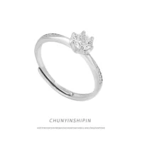 Живое кольцо с бриллиантом s925 стерлингового серебряного кольца chic корейская версия с шестью когтями с одним кольцом