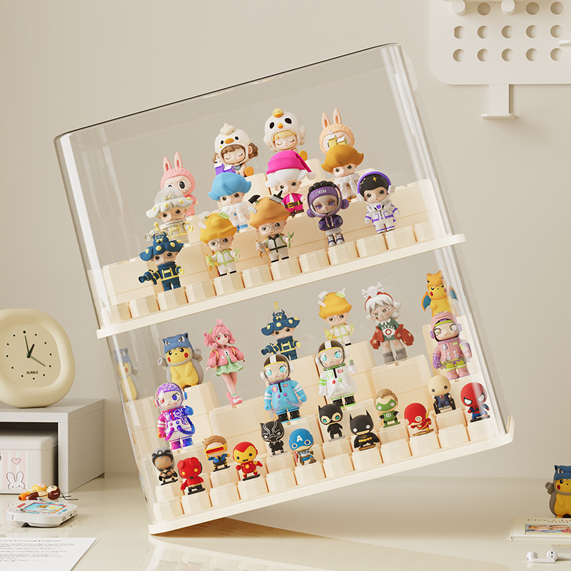 盲盒展示架透明收纳盒防尘手办积木展示柜防尘泡泡玛特适用展示盒|undefined