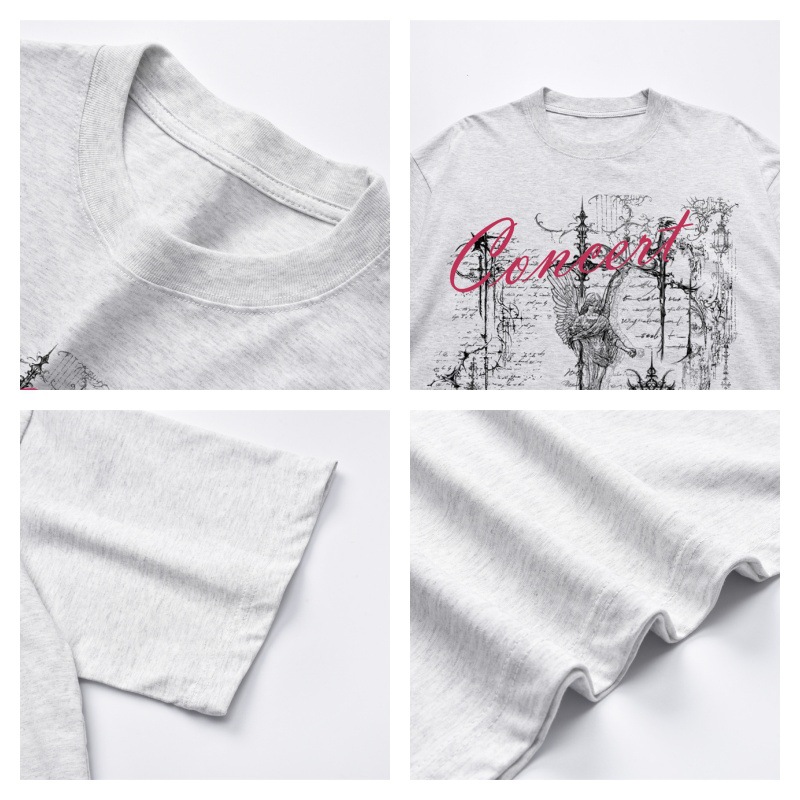 Camiseta hombre estampado gótico castillo ángel algodón blanco_voghion.com