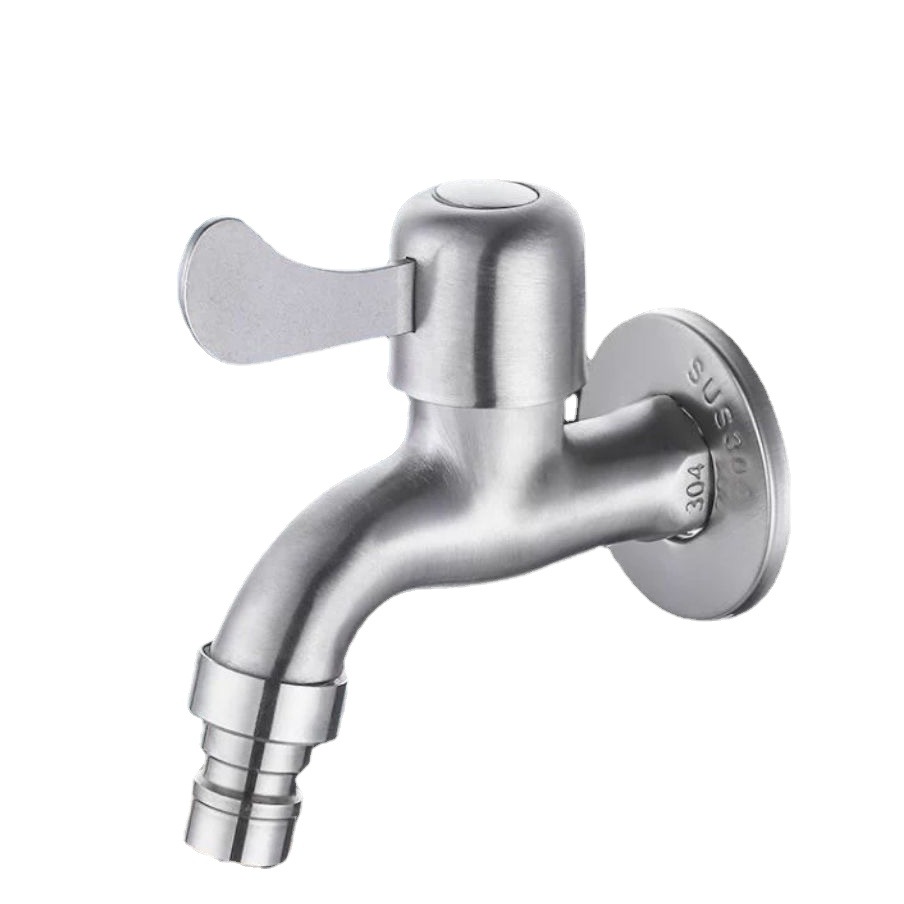 Factory wholesale thickened 304 stainless steel faucet lengthened 4 points fast open copper core washing machine faucet foreign trade household