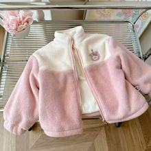 韩国女童冬季甜美摇粒绒外套2025新款公主风可爱卡通kt猫加绒外套