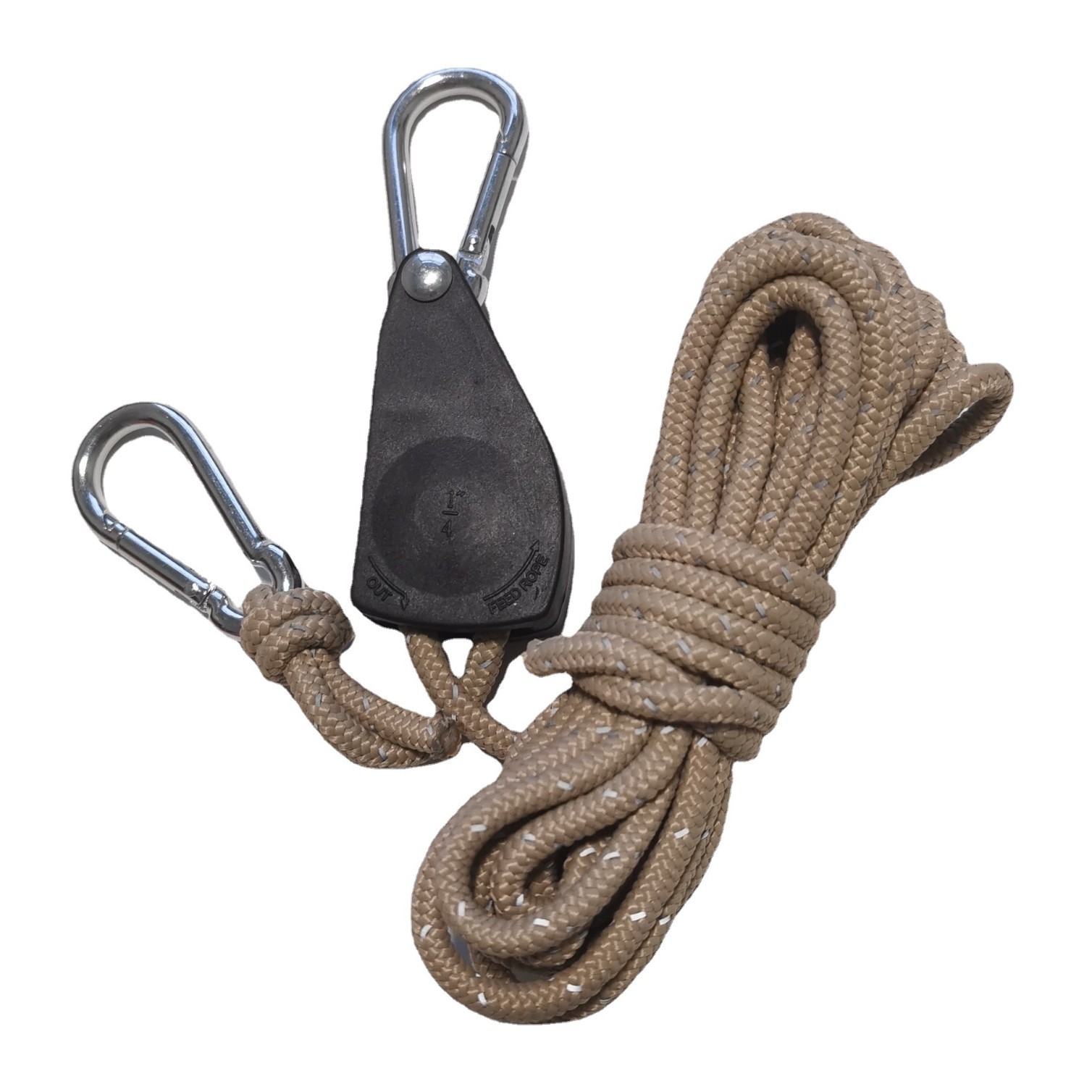 Equipo de suministros al aire libre transfronterizo tienda de campaña Canopy cuerda a prueba de viento polea cuerda de viento lámpara cuerda de elevación