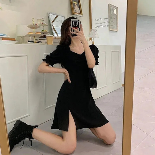 Slimming Dress for Chubby Sisters, 2020 New Summer Style, Elegant Waist Cinching and Slit French Fairy Dress