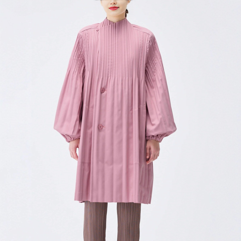 Miyake Casual Jacket Women's Simple and Versatile High-End Pleated Windbreaker Women's Mid-Length Autumn New Loose Coat Miyake Casual Jacket Women's Simple and Versatile High-End Pleated Windbreaker Women's Mid-Length Autumn New Loose Coat