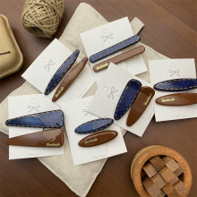 新款牛仔虚线对夹金标细闪棕鸭嘴夹高级感一字碎发夹边夹刘海夹