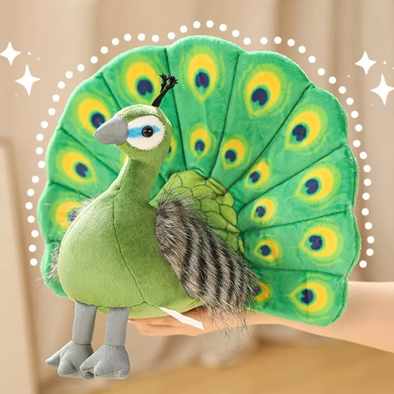 Linda simulación verde Pavo Real muñeca peluche juguete azul Pavo Real muñeca decoración niños regalo pájaro muñeca