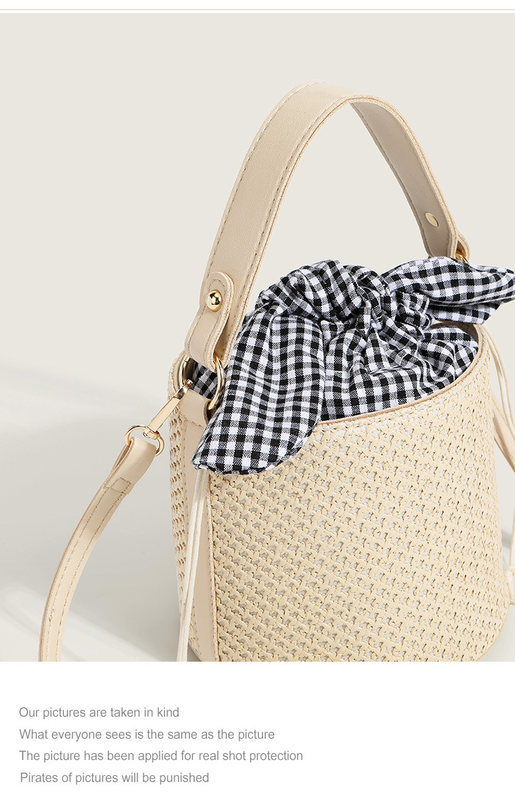 Wholesale Bowknot Lattice Bucket Straw Woven Bag Nihaojewelry display picture 10