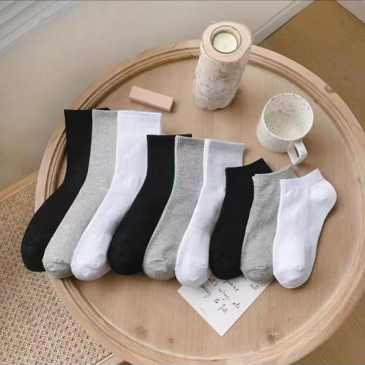黒と白の灰色の靴下は綿の靴下のショートソックスを卸売りします。|undefined