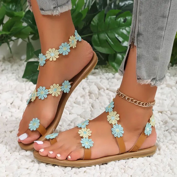 Women's Ethnic Style Floral Open Toe Thong Sandals display picture 9